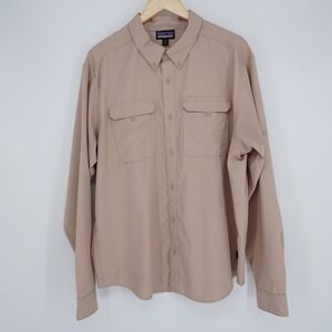 Patagonia Sol Patrol II Shirt Mens XL Tan Outdoor Fishing Hiking UPF Rip Stop